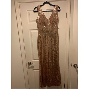 Revelry sequin dress; size 12; rose gold; new only worn once; draped scoop back